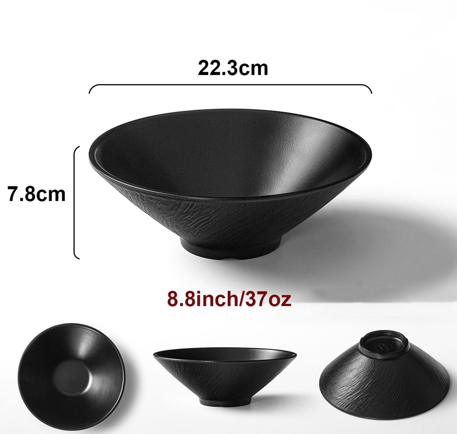 Schwarzes Ramen-Schalen-Set (2-teilig), spülmaschinenfest