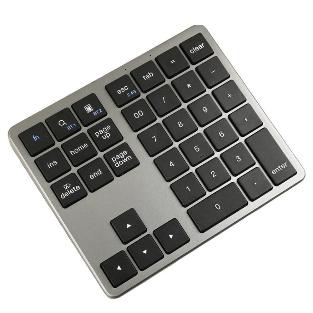 Rordigo Teclado numérico inalámbrico ultrafino con Bluetooth, 2,4 G, recargable por USB, para iOS, Android, ventana, color negro