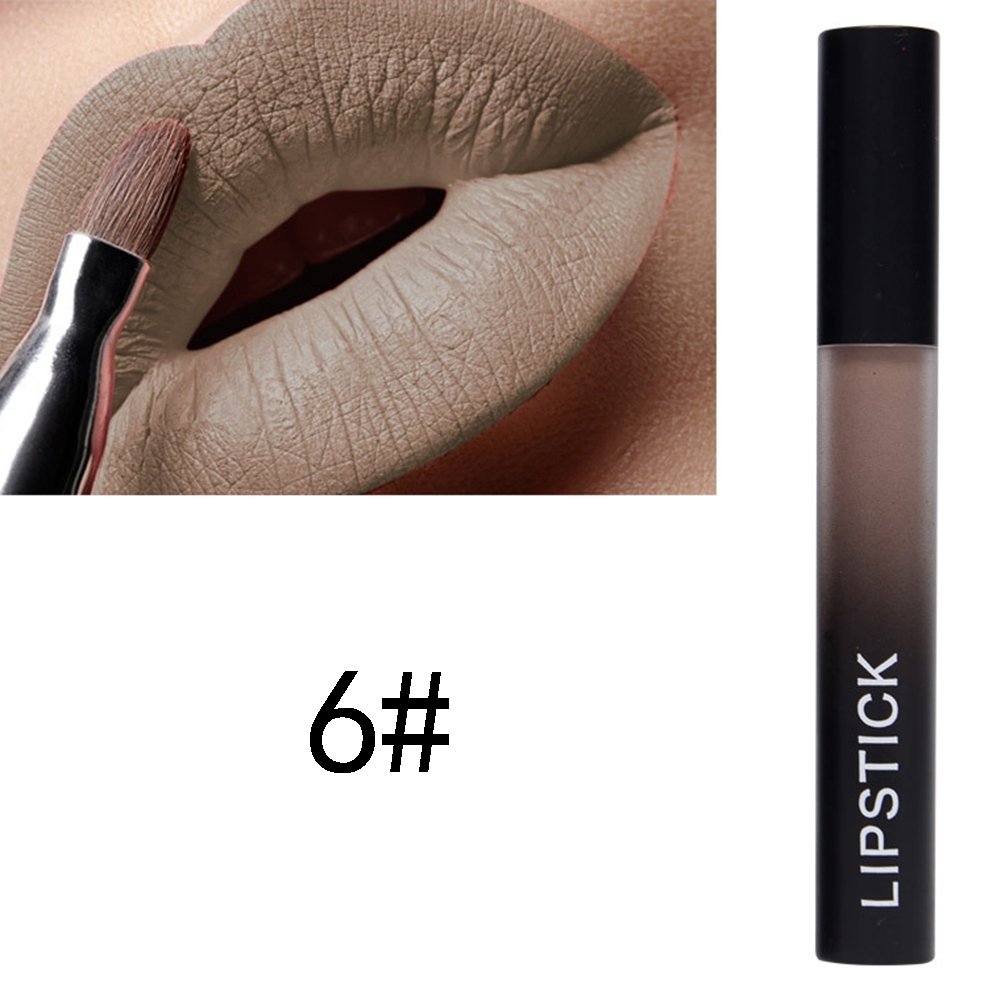 HERME 12 Colors Makeup Waterproof Matte Velvet Liquid Lipstick Long Lasting Lip Gloss 6#