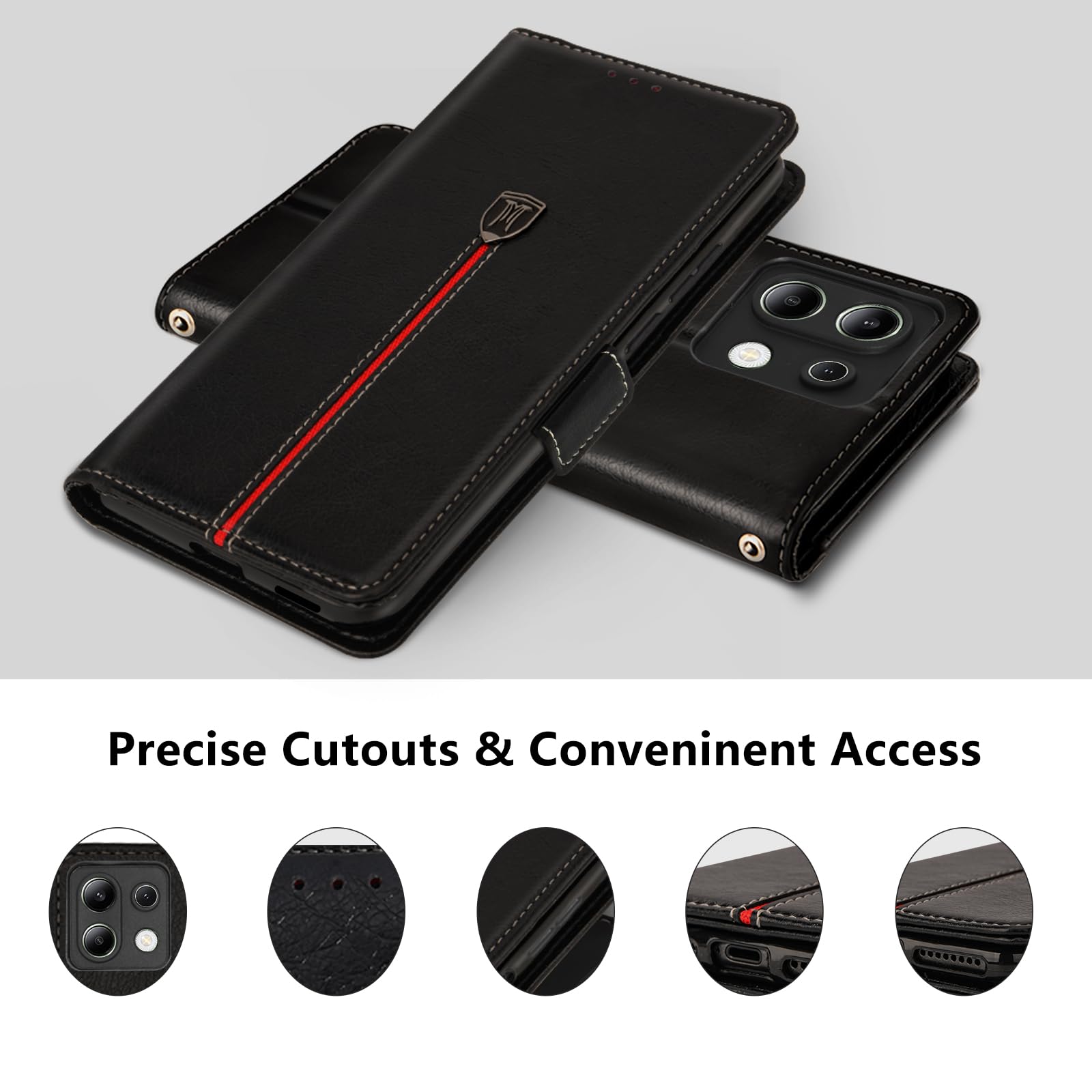 Custodia Mofurd Cover Per Xiaomi Redmi Note 13 Pro 5G Libro In Pelle Pu Con 2 Pezzi B 1214717 - Foto 6