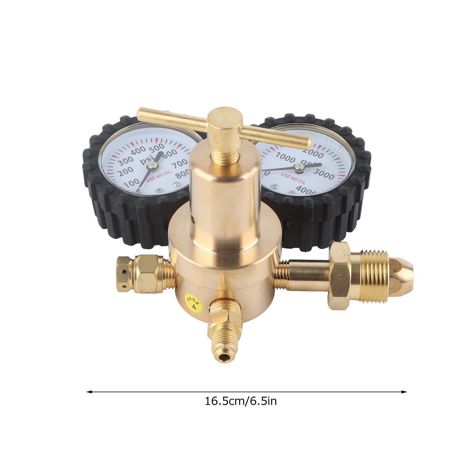 Cocoarm Regulador de Nitrógeno Regulador de Gas de Doble Calibre de Latón de 0 a 800 PSI con en T Medidores de Fácil Lectura para Limpieza del HVAC Pruebas de Presión y Control de Cilindros (Estados