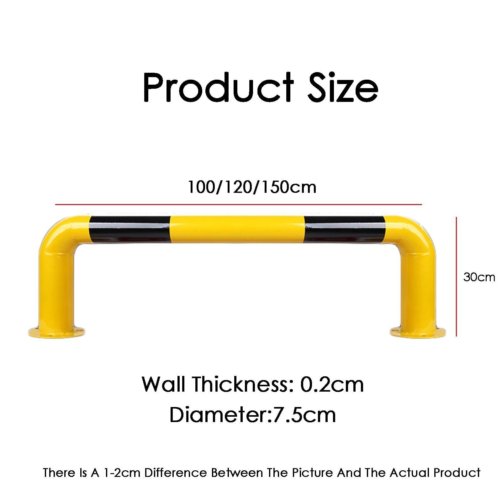U Shape Security Bollards for Driveway, Warehouse & Garage - Steel Car Blocker with Reflective Warning Strips (120x30cm)(150x30cm)