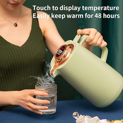 Miniatura 3 de Taza térmica de café con pantalla de temperatura, olla térmica con doble revestimiento de vidrio al vacío, dispensador de café, tetera, tetera,