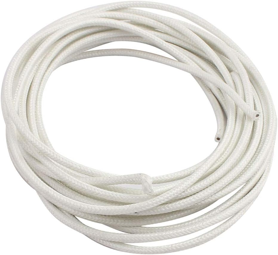 sourcing map 5M/16.4ft 1mm2 500C Heat Resistance White Fiberglass Covered Copper Conductor High Temperature Wire Cable