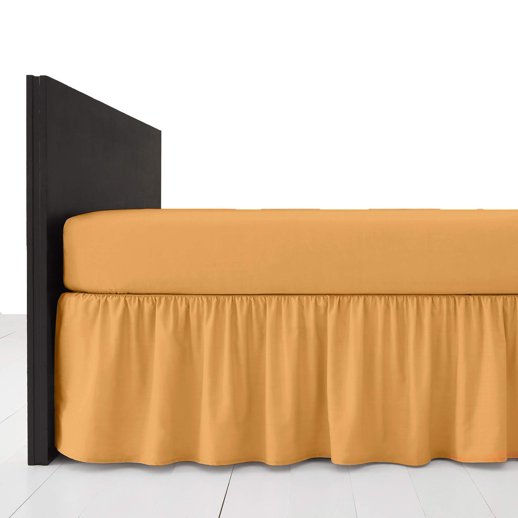 Amigozone Peach Plain Pollycotton Frilled Bed Base Valance Sheet (, Single)