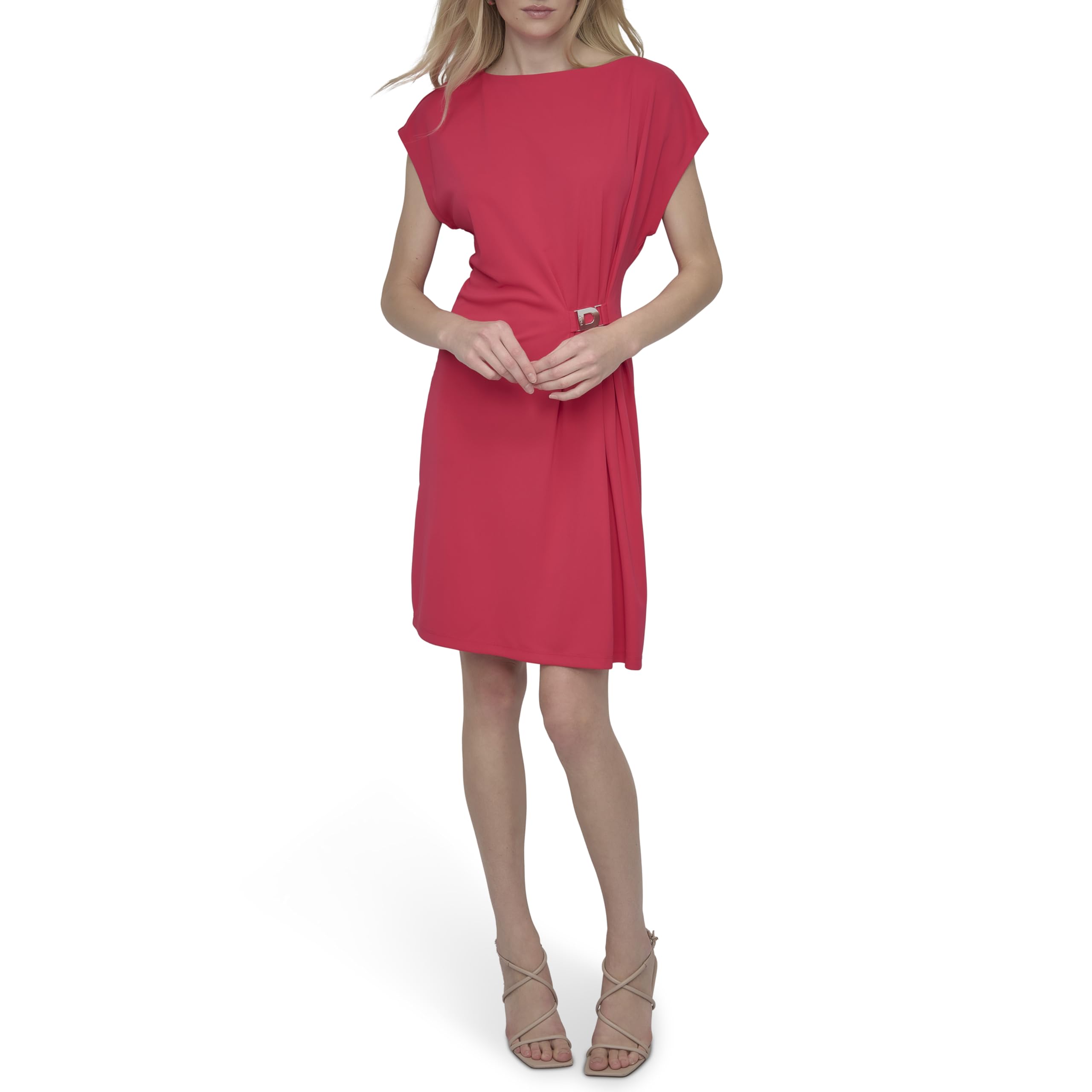 DKNY Short Sleeve Buckle Mini Tunic Dress Vestido para Mujer