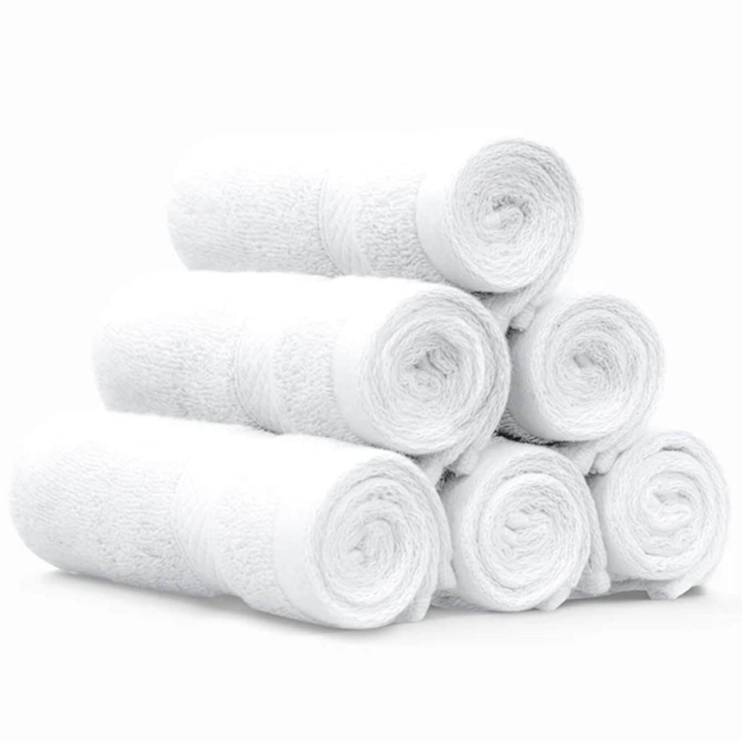 Set Of 12 Towels - Cotton Washcloths 30x45 cm White 100% Cotton, Premium Quality Flannel Face Cloths, Highly Absorbent and Soft Feel Fingertip Towel Set (White, 30x45 Cm)