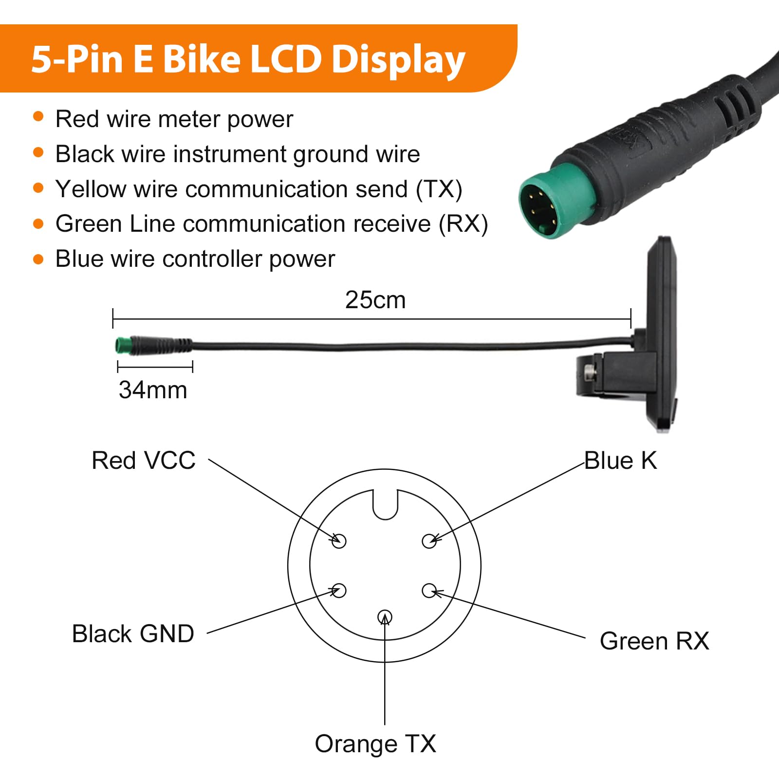 Ordinateur De Vélo électrique, 22,2 Mm/0,87 Pouces 24 V 36 V 48 V 60 V