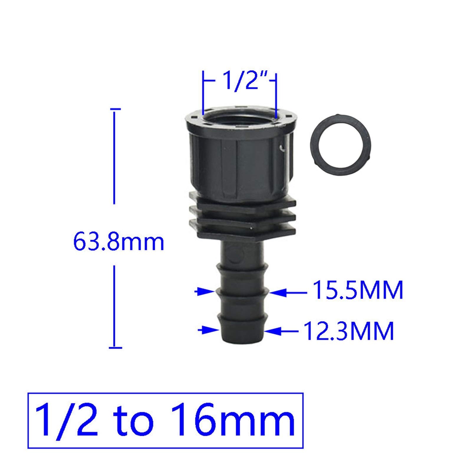 Adaptador de conector de manguera Paquete de 50 mangueras de jardín 1/2 3/4 1 pulgada a 1/2 3/4 accesorios de púas roscados 16 mm 20 mm 25 mm Junta de manguera de plástico (Color : Purple)
