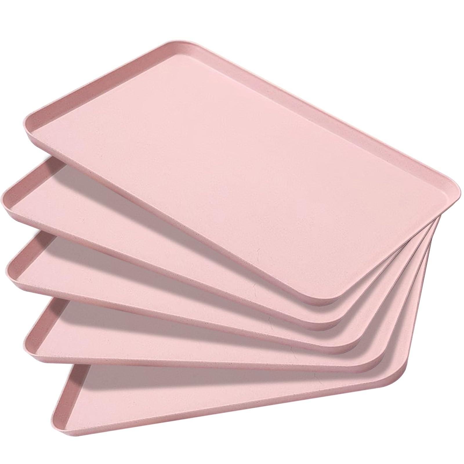 Juego de 5 bandejas rectangulares de plástico, fáciles de limpiar, ideales para uso en comedor o baño, color 22 x 30,5 cm, versátil