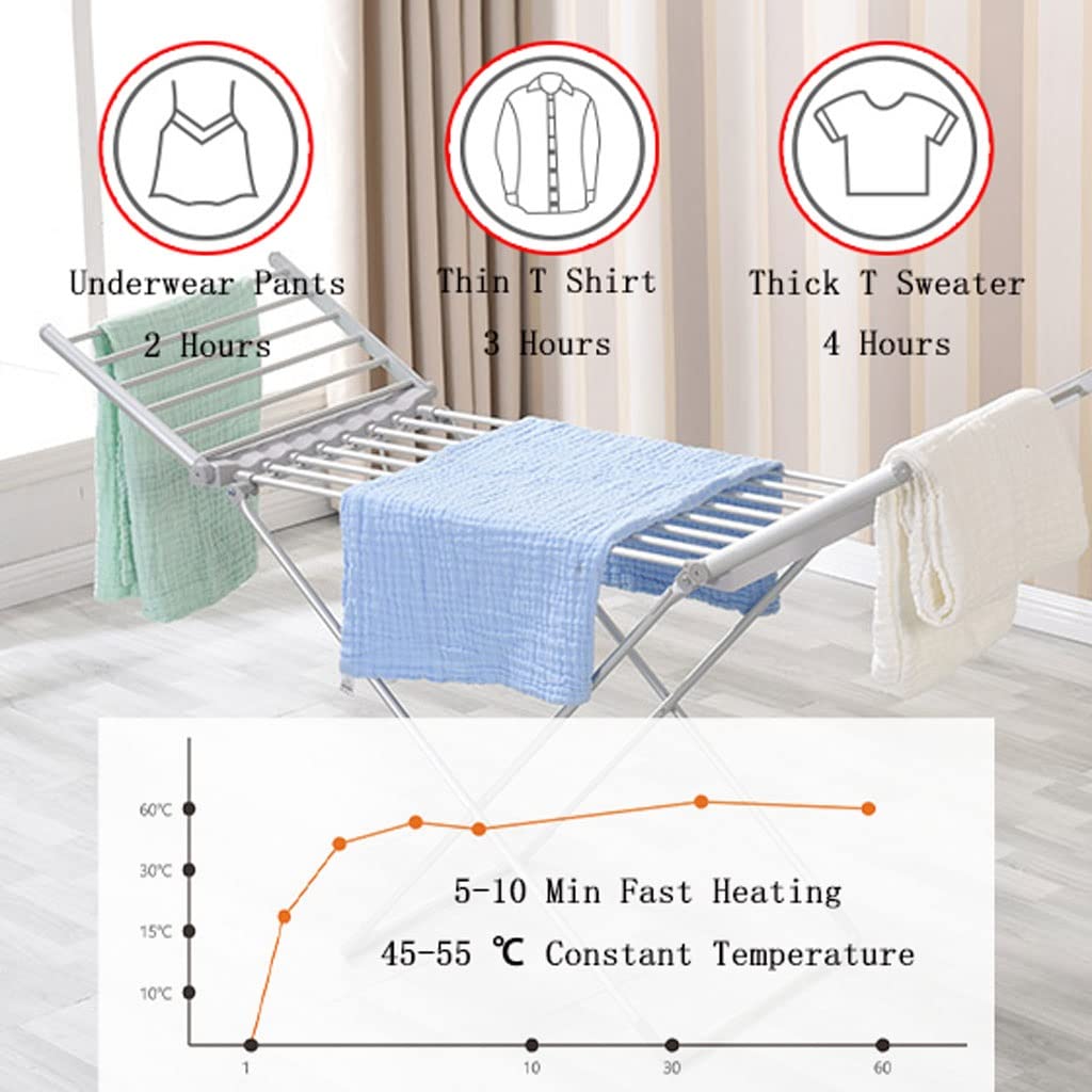 Asciugatrice elettrica riscaldata 230W pieghevole a basso consumo energetico, stendibiancheria a risparmio energetico, 20 barre, scaldasalviette alato, temperatura costante 45-55℃, alla moda Star of
