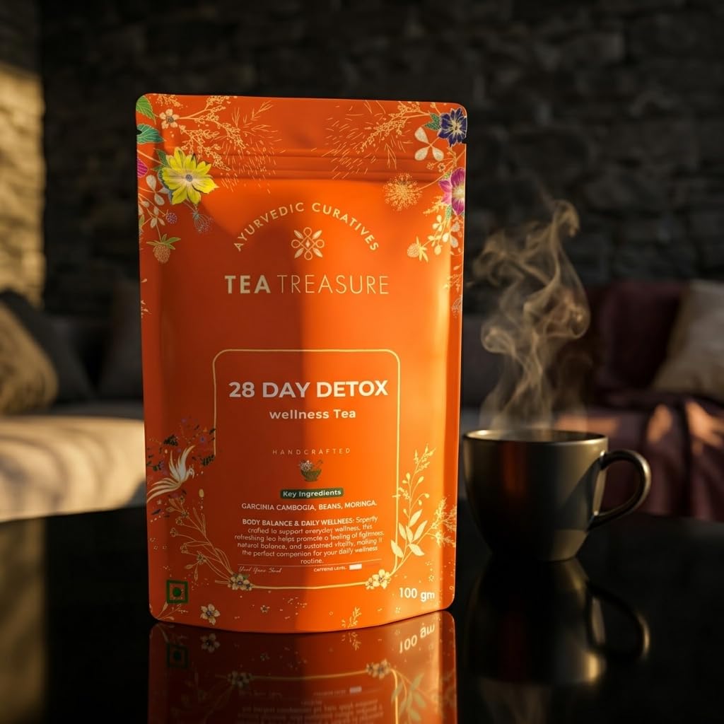 Tea Treasure 28 Day Detox Herbal Blend Tea for Metabolism & Digestive Support | Helps Reducing Belly Fat, Bloating & Skin Glow | Cleanse & Digestion Support | Natural Herbal Tea |100 gm 4