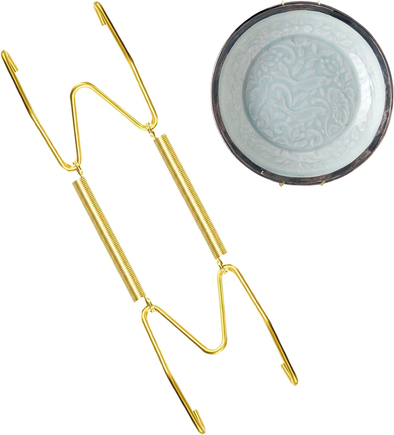 Small Plate Hangers - Wall Hooks with W Hook, Invisible Hook for Hanging Gold Plates, Wall Hanger with Gold Iron Plate Holders | Household Wall Shelf Multifunctional