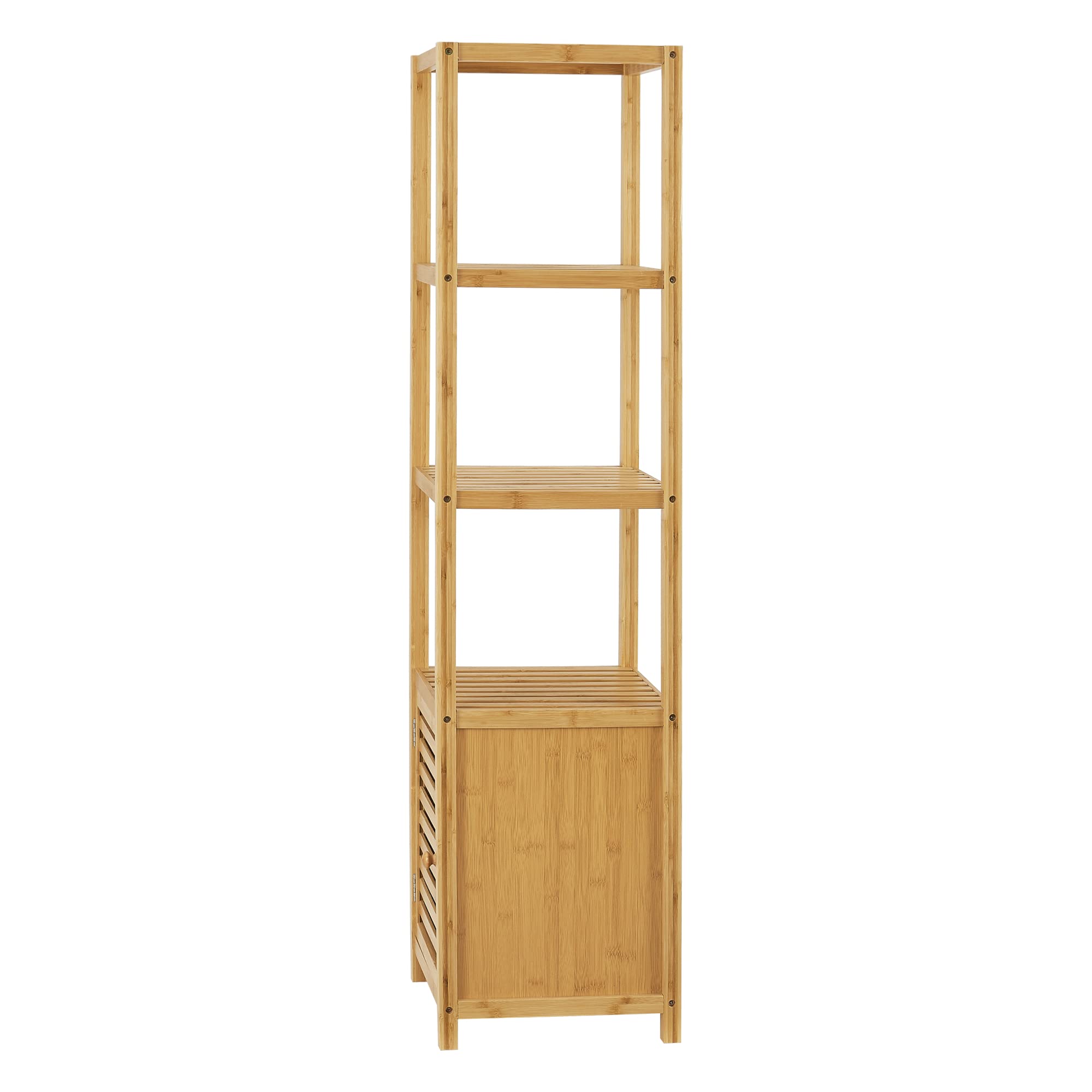 [en.casa] Mobile a Terra da Stoccaggio (AxLxP) 140 x 34 x 33 cm Organizzatore con Anta e 4 Ripiani - Mobile in bambù per Bagno