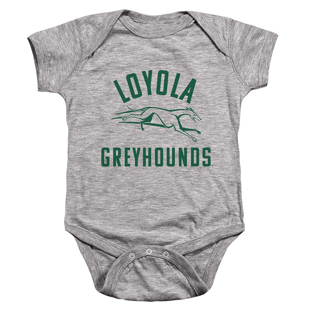 Loyola University Maryland Official One Color Greyhounds Logo Unisex Infant Snap Suit for Baby,Athletic Heather, 6 Months