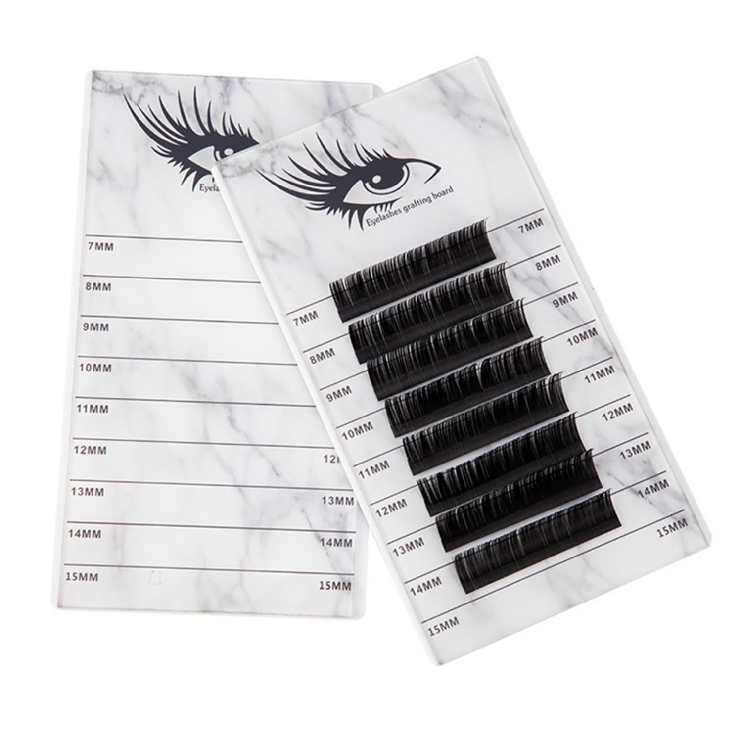 Boîte de rangement à 10 couches en acrylique pour extensions de cils, maquillage, faux cils, colle - Présentoir emballé avec 10 palettes (blanc marbre)