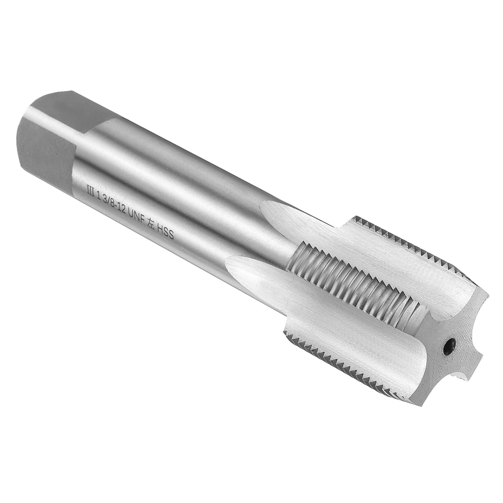 sourcing map Hand Bottom Tap 1-3/8"-12 UNF 2B Left Hand Thread Bottoming Style Threading Taps High Speed Steel HSS6542 Straight Flutes Screw Tapping Tool