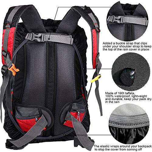 Evotopf Waterproof Backpack Rain Cover With Adjustable Anti Slip Buckle Strap & Sliver Coating Reinforced Inner Layer For Camping, Hiking, Traveling, Hunting, Biking And More, 30-40L(Black) #TOP3