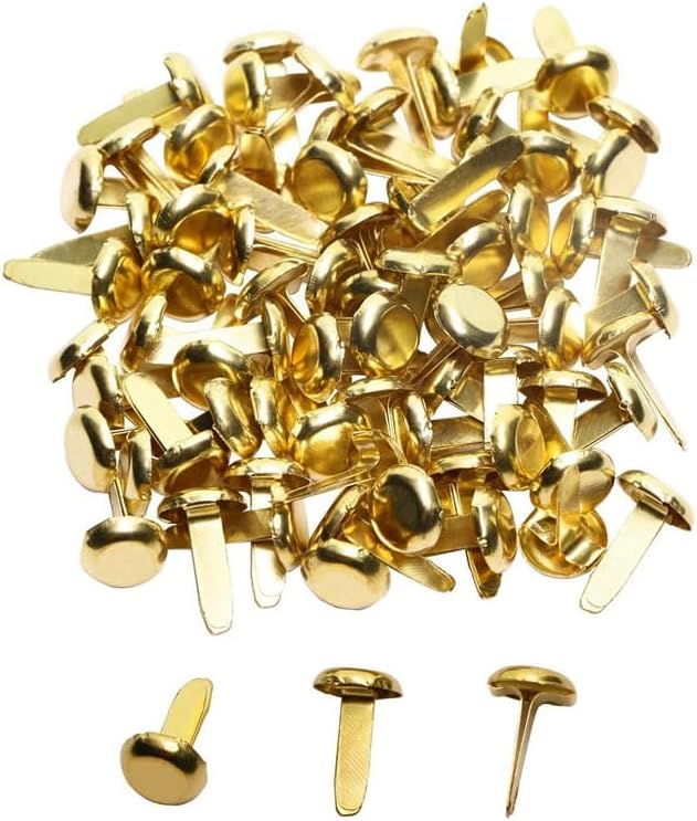 Generic GTBL 1/2 Inch Brass Paper Fasteners, Mini Paper Fasteners For Handicraft Projects, Decorative DIY Supplies, 8 X 14 Mm (Gold) - (Color: Purple)