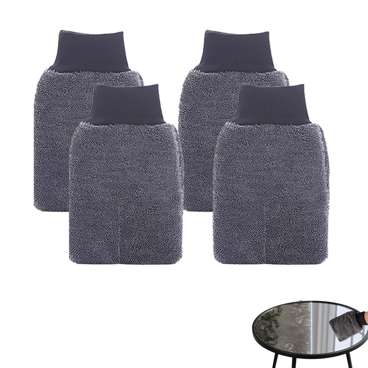 Ultra Wipes Trockenhandschuh, Saugstarke Mikrofaser Handschuh Zum Fenster Putzen, Waschhandschuh, Händehandtuch, Multifunktions Reinigungstuch, füR Auto, Duschkabine, KüChe (Grau*4)