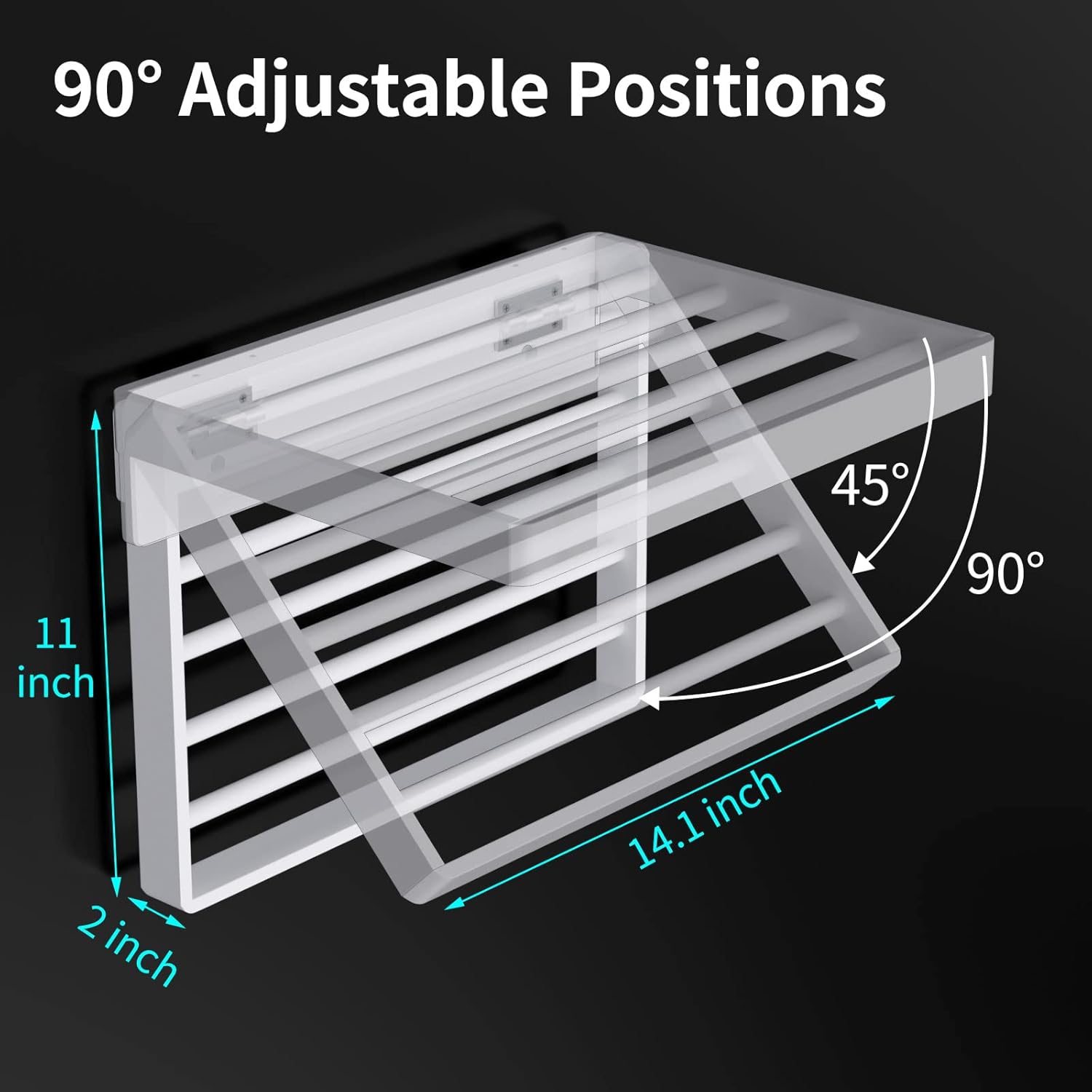 HIIMIEI Tier Organizer Wall Mounted Tie Rack Tie Holder Organizer for Men Stores Up to 50 Ties for Closet Wardrobe Bonus with 50 Tie Clips-White