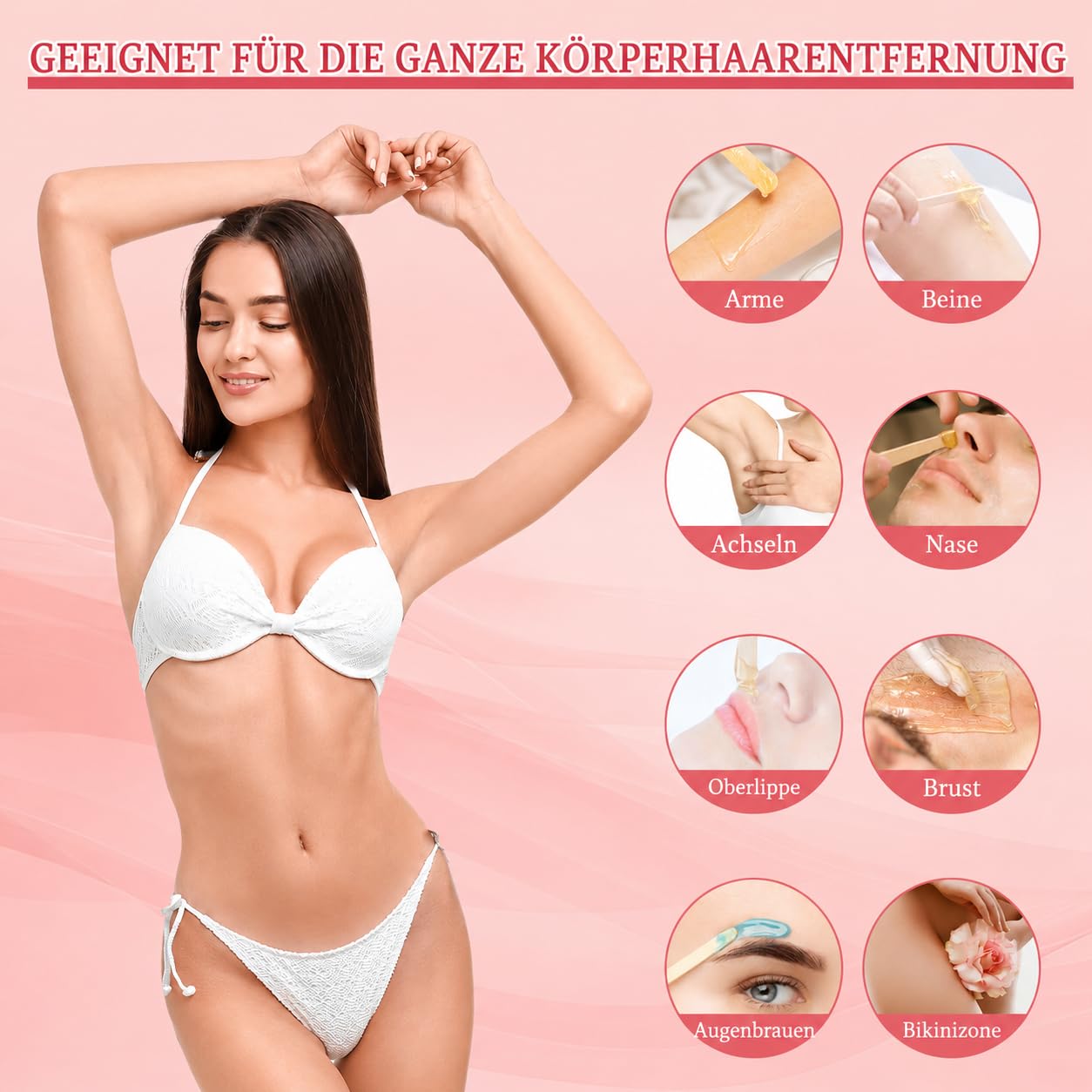 Waxing Set Wachsmaschine für Zuhause, Doppel Wachswärmer mit 1200 ml Kapazität, Warmwachs Gerät mit Holzspateln und Schutzringen, Wachs Erhitzer für Frauen und Männer