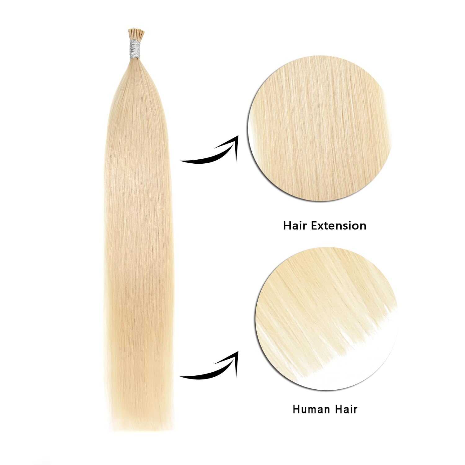I Tip Hair Extensions 40g Cheveux Humains Extension Cheveux Naturel Keratine a Froid (50cm #60 Blond Platine)