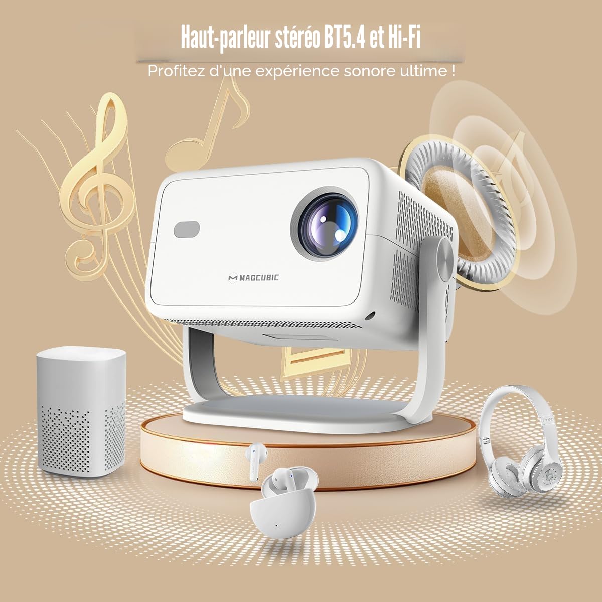 Magcubic Mini Projecteur 4K 1080P Pris en Charge, Videoprojecteur Portable