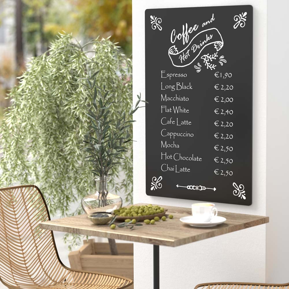 Wetterfeste Kreidetafel in schwarz, kein Verblassen, Maße: 90 x 60 cm, inkl. 2 nichtrostender Aufhängeösen