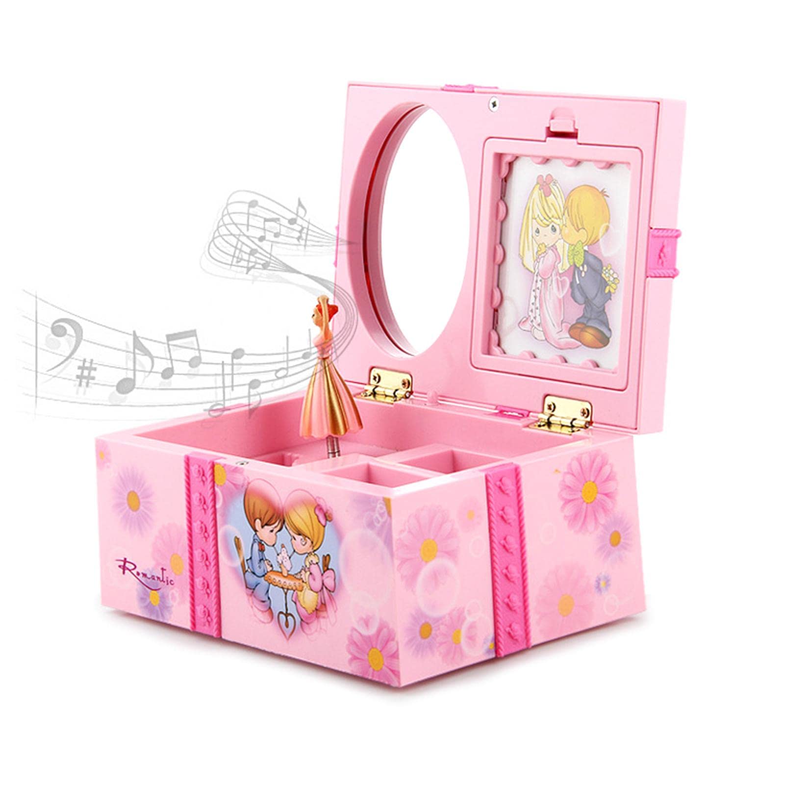 Niktule Girls A Musical Jewellery Box, Memorable Jewelry Box, Beautiful Princess Dancing With Music, Delicate Embedded Jewelry Grids With Makeup Preserves Precious Treasures For Children (R