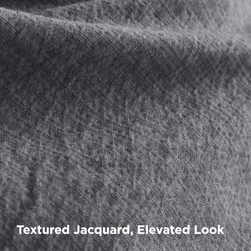 Image of Bedsure Textured Duvet Cover Queen Size - Cotton-Like Polyester Jacquard Duvet Cover Set for All Seasons - 3 Pieces Soft Bedding Set with 2 Pillow Shams, NO Comforter (Dark Grey, Queen, 90 inchx90 inch)