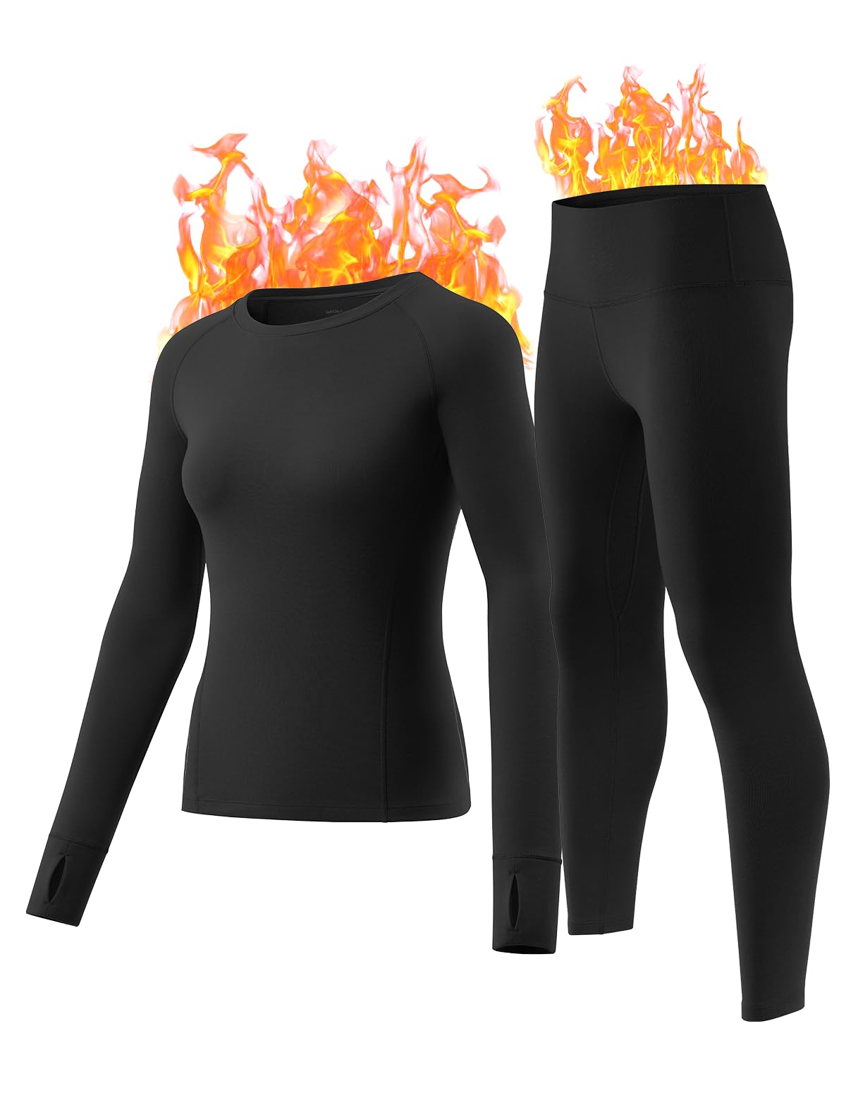 Long Johns for Women - 2 Styles: 185g Lightweight Base Layer Set & 220g Micro-Fleece Lined Thermal Underwear-image-35