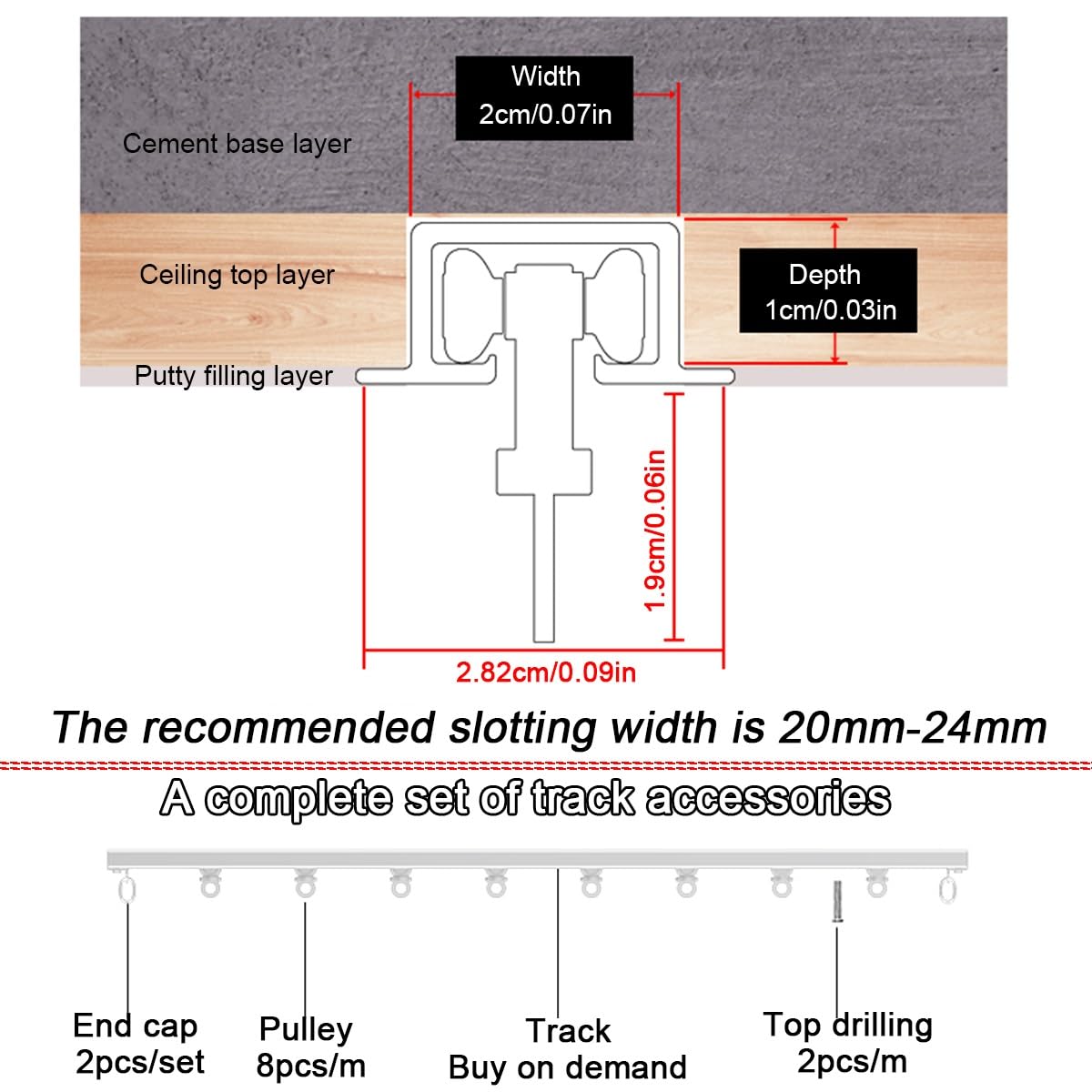 Binari Singoli Per Tende In Alluminio Silence, Set Di Binari Per Soffitto Incassato, Binario Tenda Resistenti Con Rullo, Per Soggiorno, Camera Da Letto(White,130cm/4.3ft)