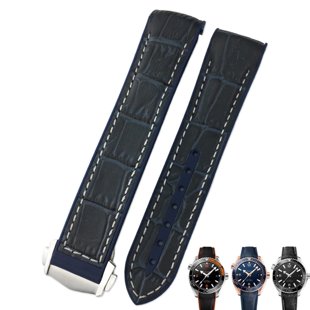 22mm paski do zegarków ze skóry bydlęcej dla Omega Seamaster 300 Speedmaster DE VILLE pasek do zegarka dla mężczyzn bransoletka punktowa klamra dla mężczyzny kobieta