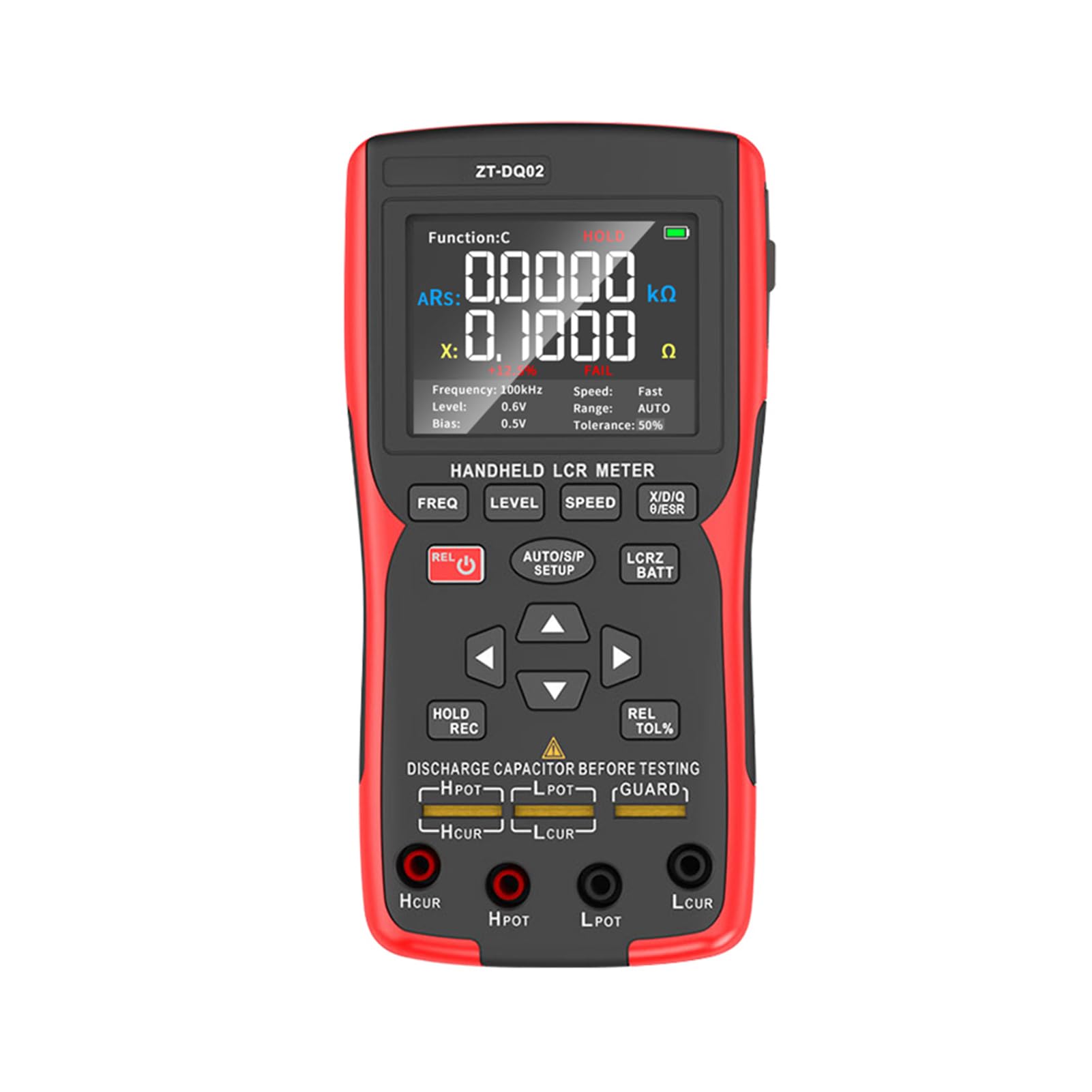 Fafeicy Tester di Resistenza del Misuratore a Doppia modalità con 100 Hz-100 KHz 5 Frequenze Precisione dello 0,3% Misura la Resistenza Interna della Batteria Z ID Automatico per Test