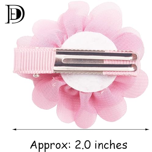 Miniatura 2 de DeD 40PCS 2 Chiffon Flower Hair Bows Clips Flower Tiny Hair Clips Fine Hair for Girls Infants Toddlers Set of 20 Pairs
