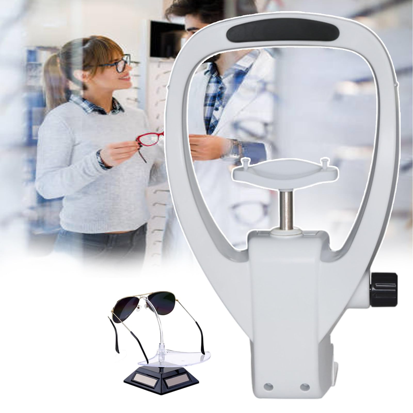 MRKU Poggiafronte per Attrezzatura optometrica - Fisso, Supporto per Allenamento visivo - con manopola di Regolazione dell'altezza 40 mm per Centri di Cura degli Occhi, Negozi di Ottica