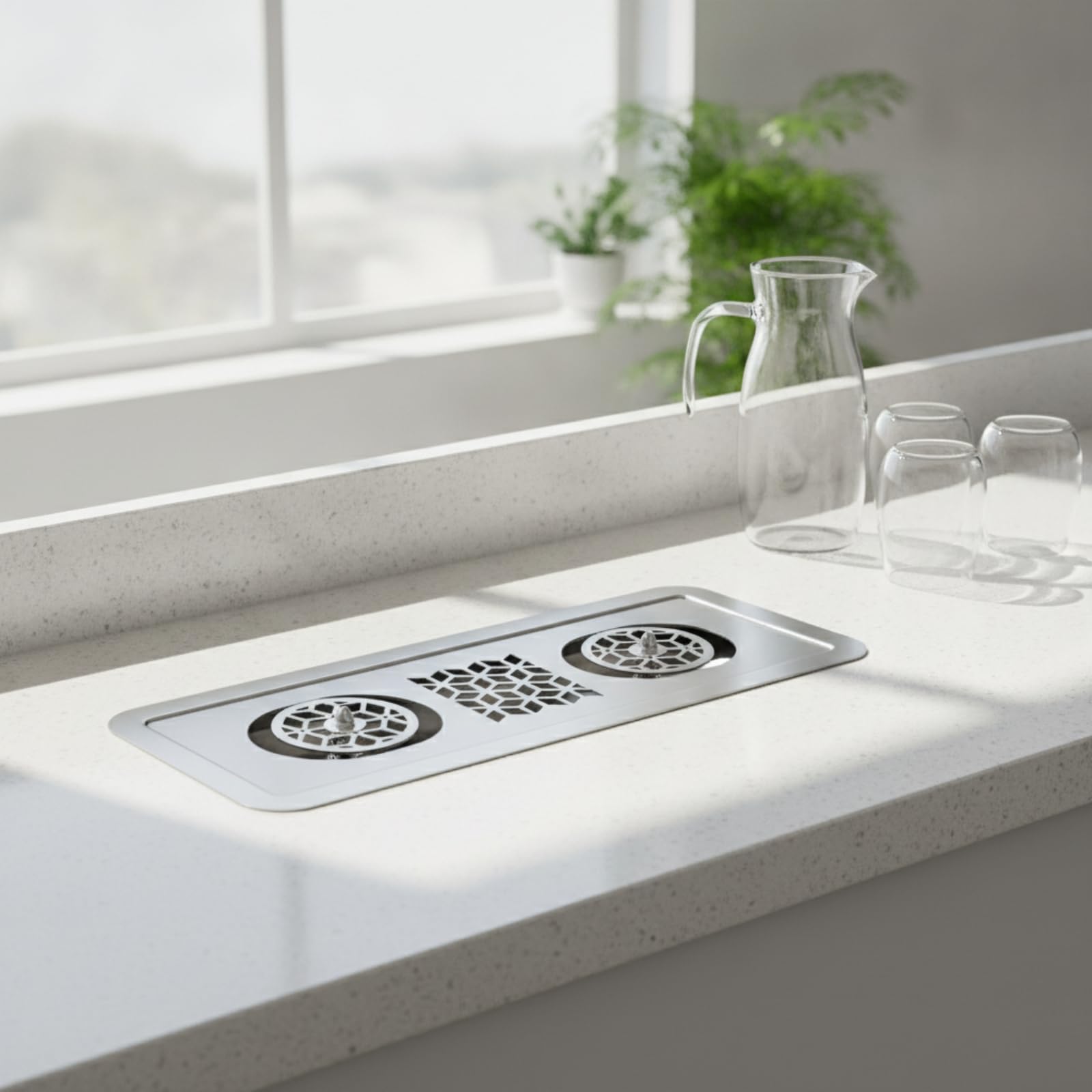 KESOTO Limpiador de Doble Cabezal Lavador de Vasos Enjuagador Integrado Estación de Lavado Enjuague de Tazas Acero Inoxidable 304 Resistente al Óxido y