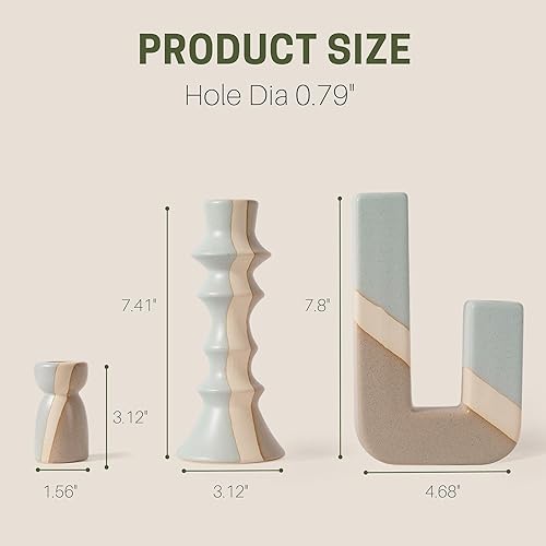 Miniatura 6 de Portavelas de pilar de cerámica, candelabros, decoración para el hogar, comedor, boda, fiesta, aromaterapia, votiva, juego de 2 (CH4202M)