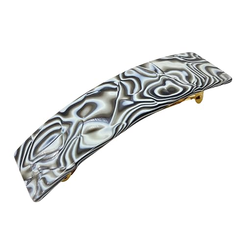 Pasador automático rectangular de acetato de celuloide de 3 14 pulgadas, hecho a mano, con cierre dorado resistente, hecho en Francia