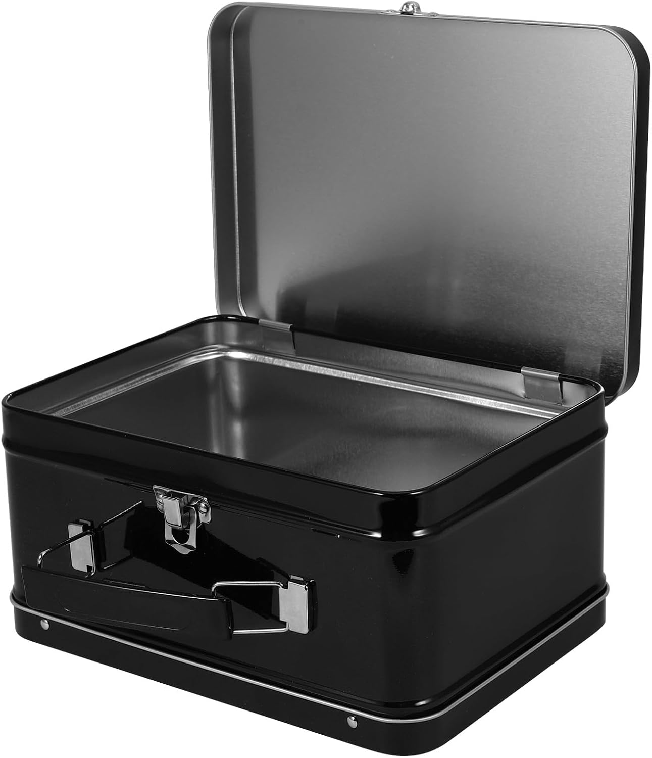 Tinplate Trinket Box with Handle, Black Desktop Decorative Storage