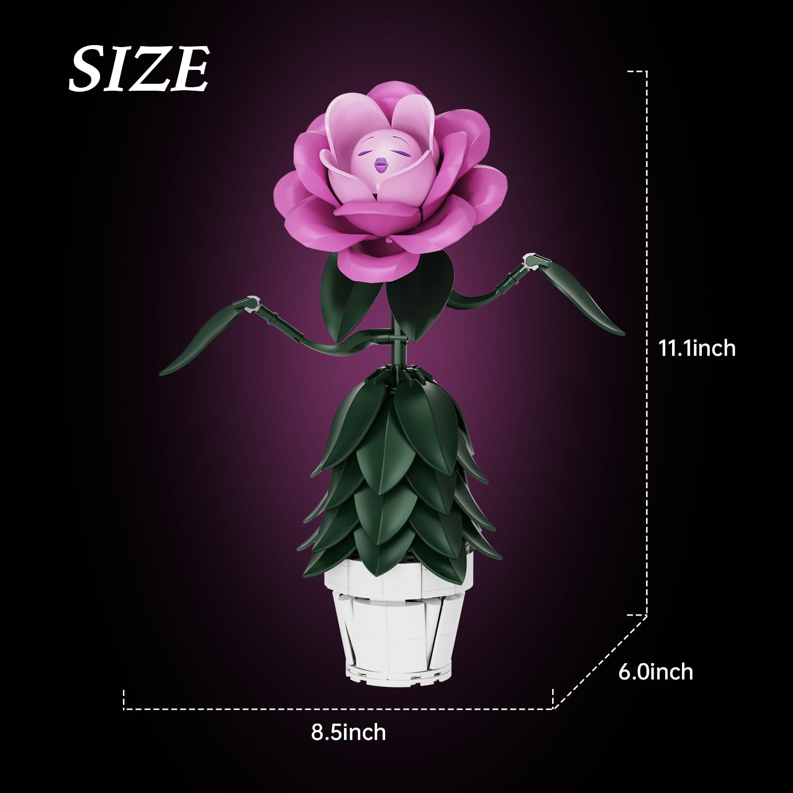 Wonderland Flower Building Sets, Compatible with Lego Flowers for Adults, Girls, Women and Fans - Pink Rose Flower Gifts for Birthday, Party and Festivals (220 PCS)