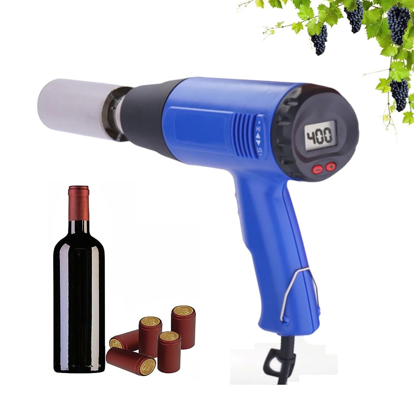 AYCDL Digital Bottle Heat Shrink Capsule Sealing Machine, Adjustable 40-600℃ with LCD Control, PVC/PP/PO Film Wrapper for Professional Use,B