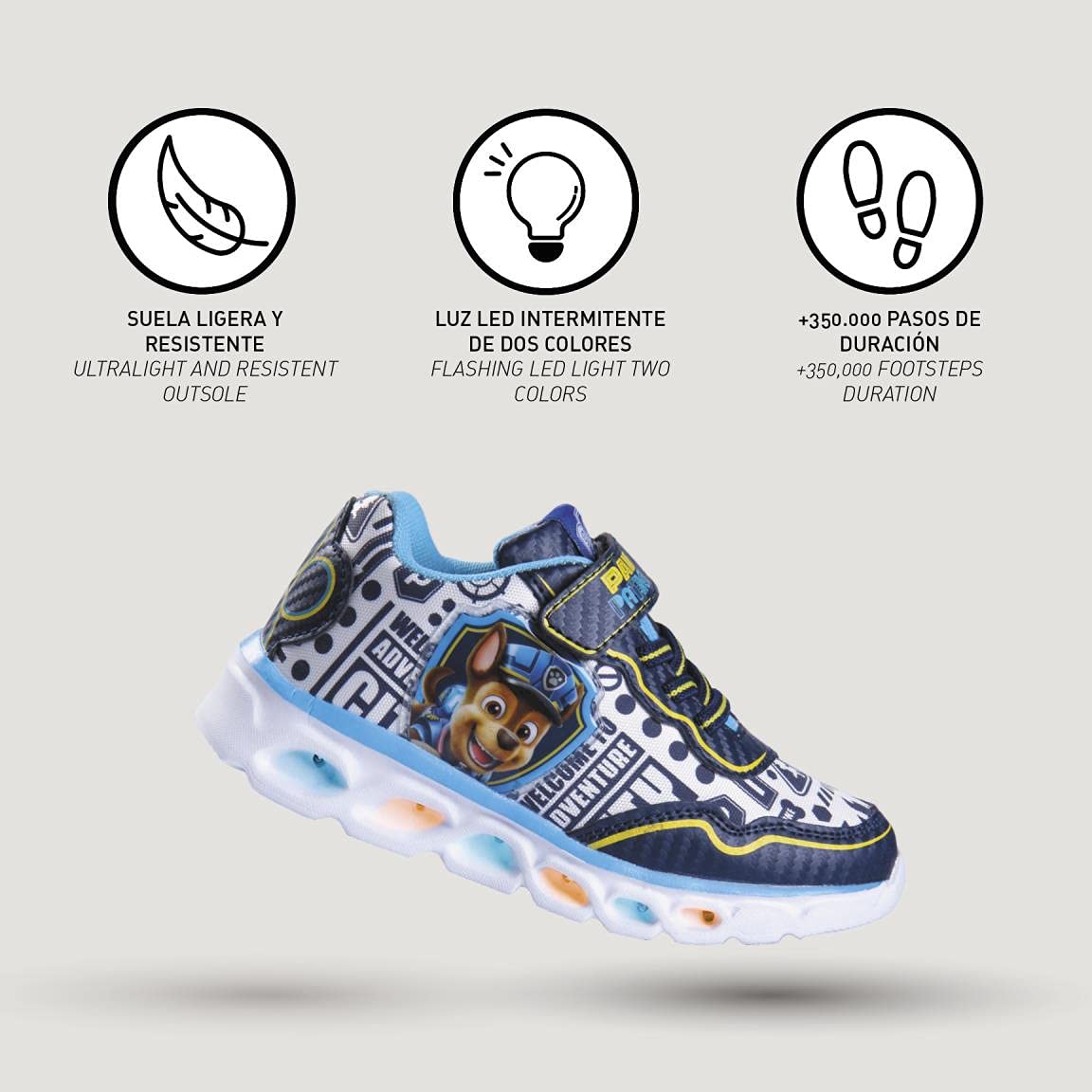 CERDÁ LIFE'S LITTLE MOMENTS, Zapatillas con Luces Niño de Paw Patrol-Licencia Oficial Nickelodeon Unisex niños