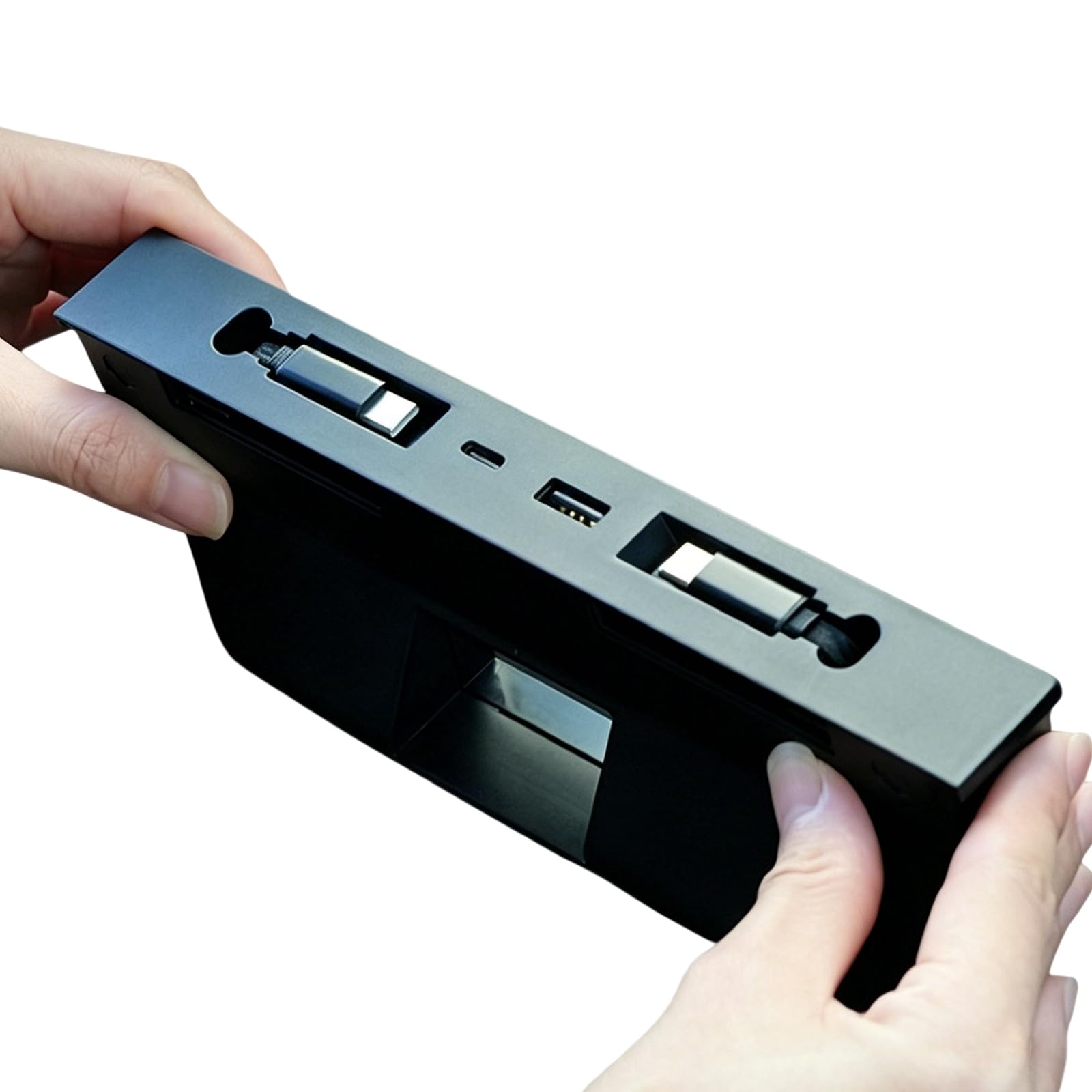 Koncentrator USB do wieloportowej stacji dokującej do ładowarki Tesla | Precyzyjnie dopasowana konstrukcja – specjalnie uformowana dla konsoli ModelY/YL/3, pasuje do wnętrza z eleganckim matowym
