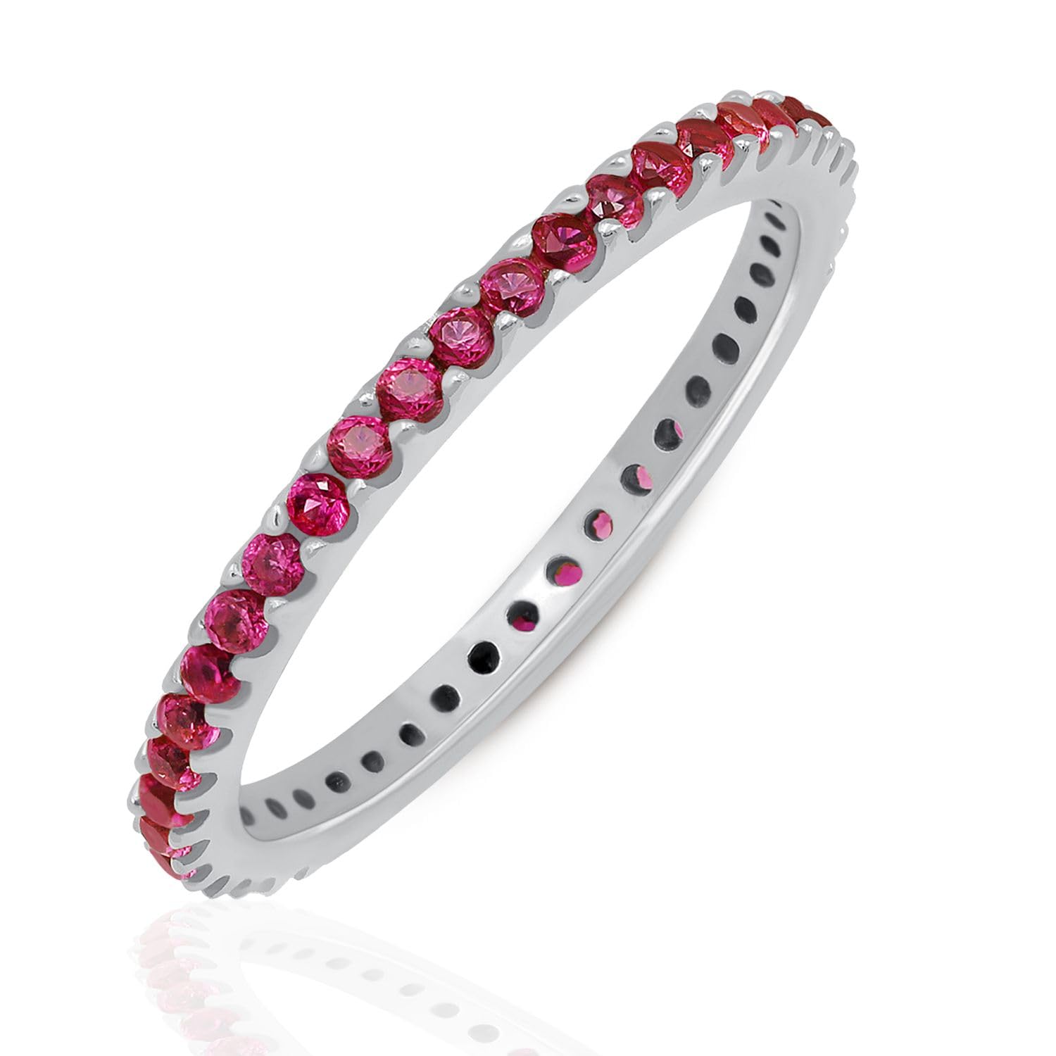 Stackable Eternity Ring for Women |Gold Plated – Ruby, Blue Sapphire, Simulated Diamond, Pink Sapphire, Emerald| Wedding Band |hypoallergenic Rings|