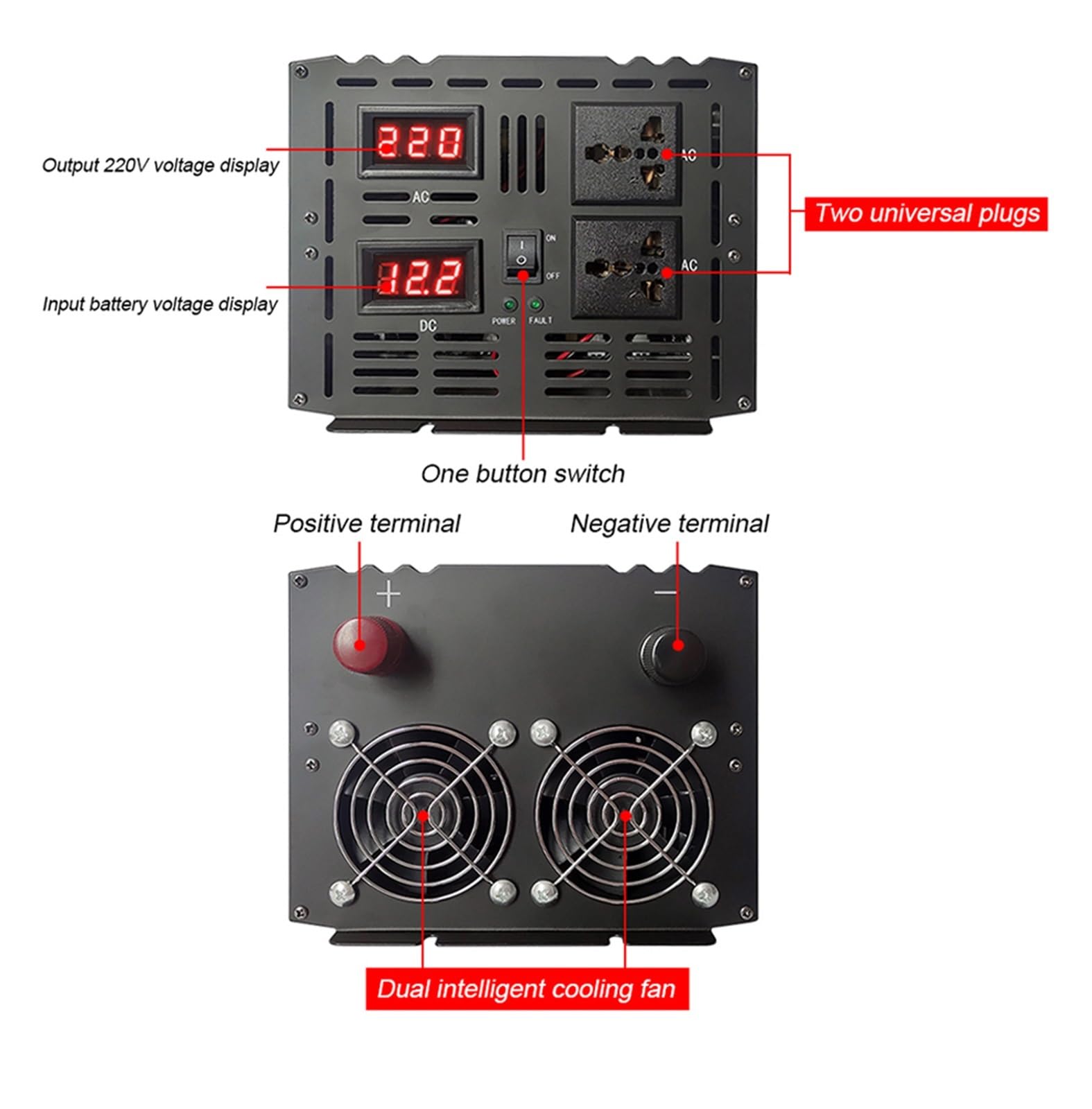 Falownik sinusoidalny 8000 W DC 12 V 24 V 48 V 60 V na AC 220 V przetwornica napięcia czysta sinusoida samochodowy falownik energii słonecznej (6000 W 60 Hz, 24 V-220 V-230 V)