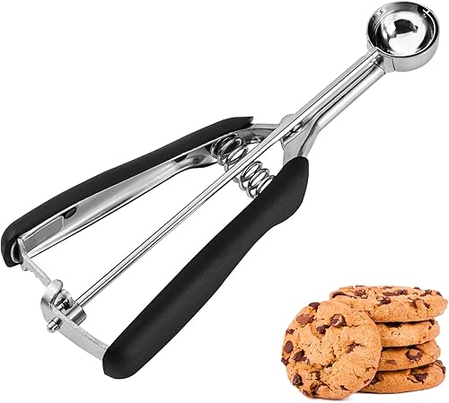 Miniatura 8 de Cuchara mediana para galletas, 2 cucharadas para hornear, cuchara de masa de galletas, cuchara con resorte, agarre cómodo, antideslizante