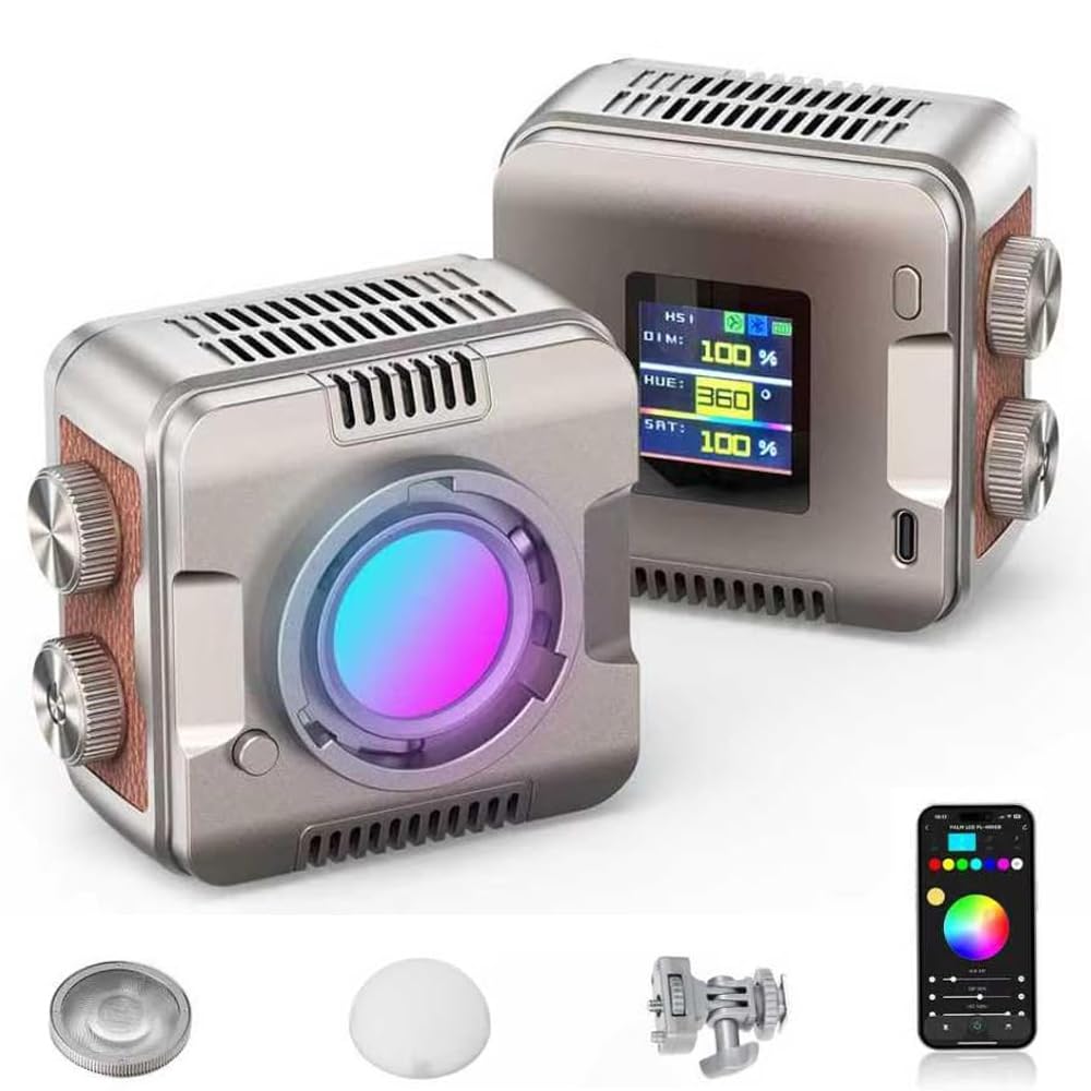 Tolifo Luce per videocamera a LED RGB da 40 W con batteria integrata, a scarpa fredda, diffusore e 60° Lenst, a colori 2700K-6500K CRI97+/TLCI98+, 20 scene per Tiktoker, Vlogger e Streamer
