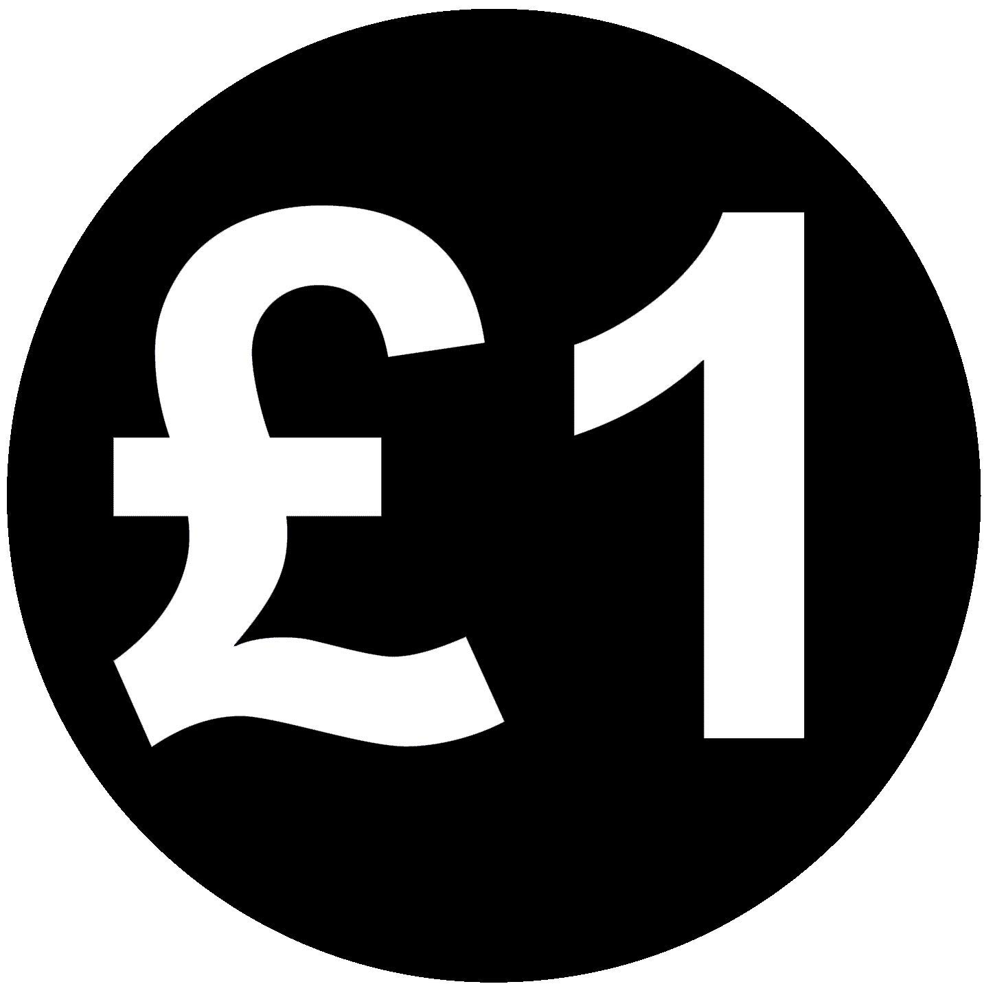 £ Black Price Stickers - 13mm, £1, 10000 — image 1